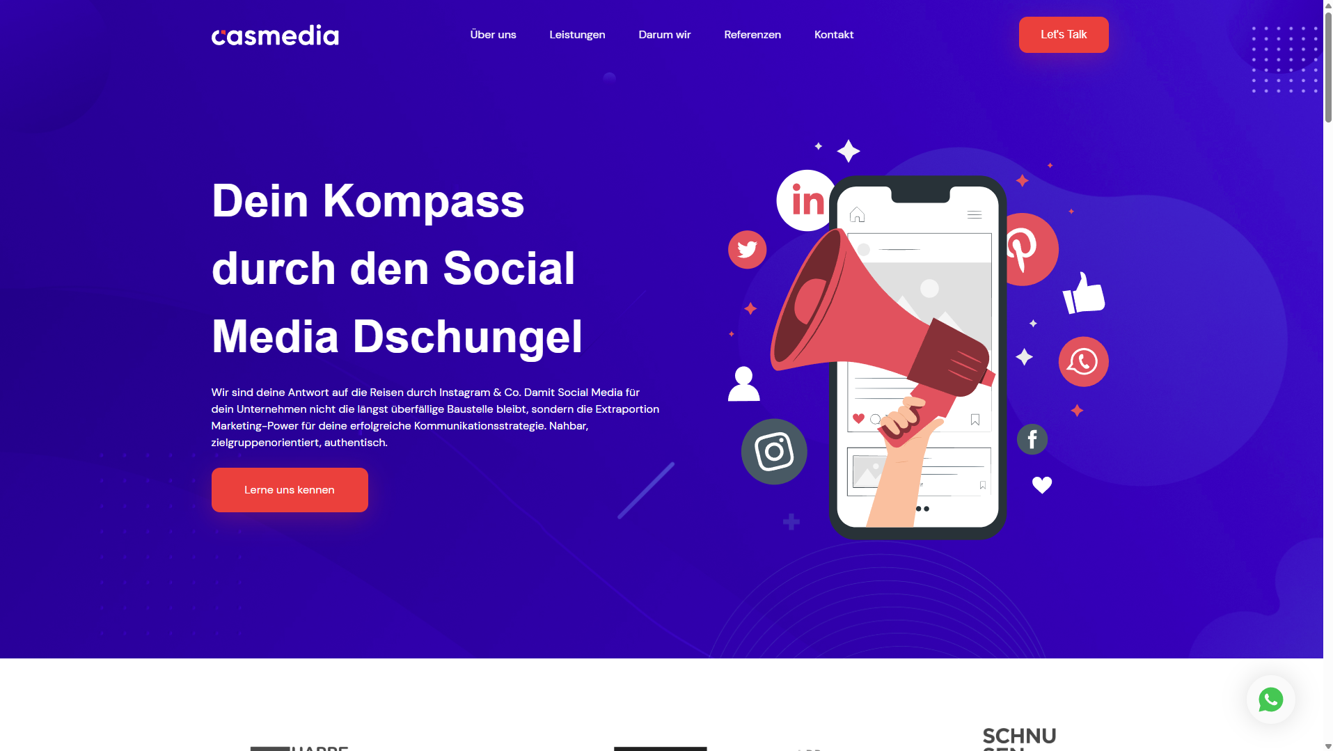 Screenshot der Website von Casmedia