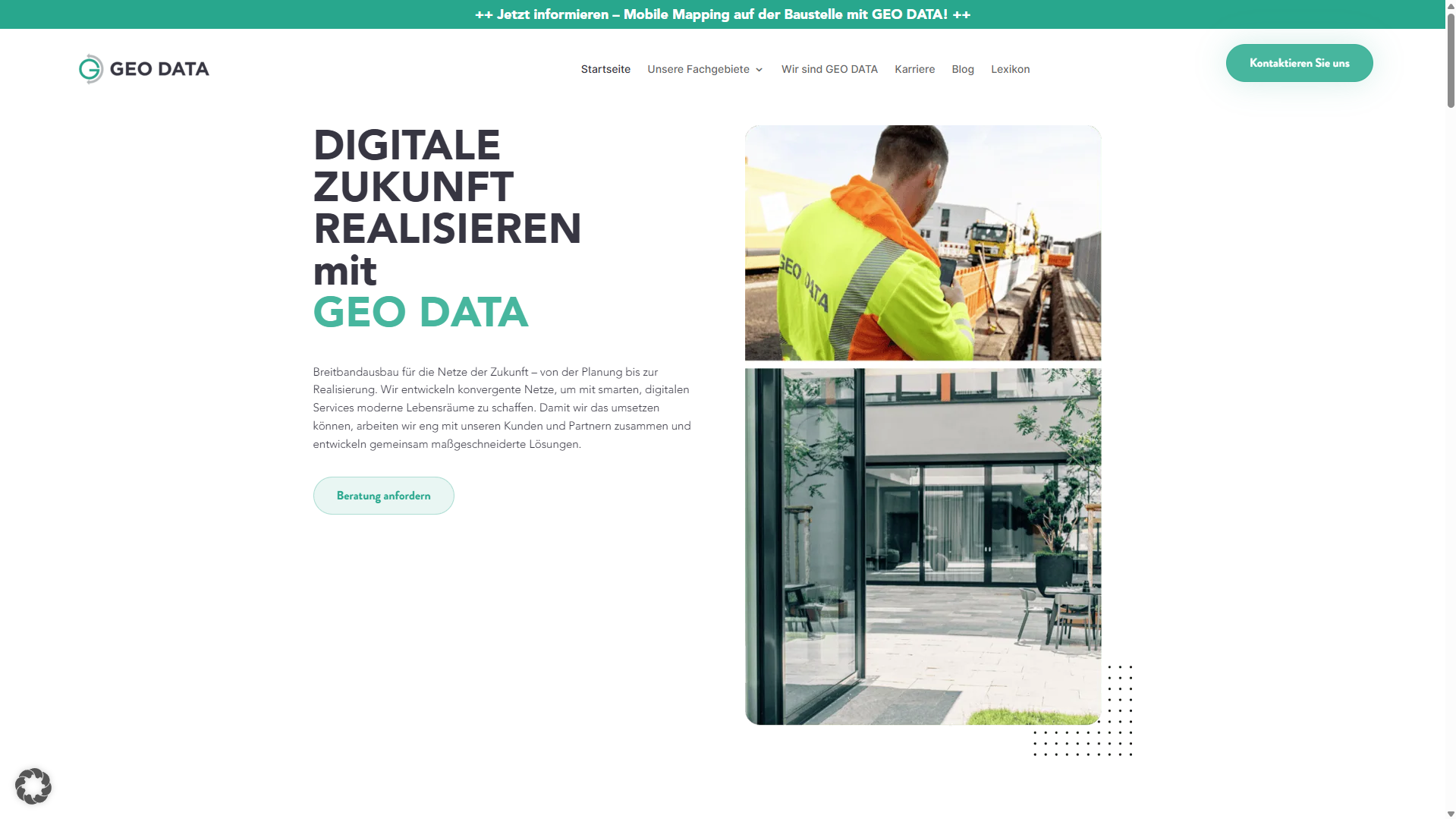 Screenshot der Webseite von GEO DATA